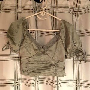 Forever 21 Satin Green Lace Crop Top